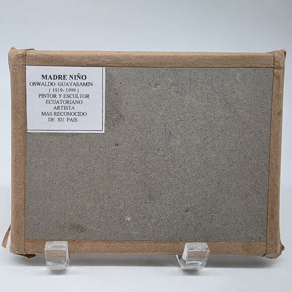 Oswaldo Guayasamin Ecuadorian Artist Mother & Child Enamel on Metal Artwork - Picture 5 of 9